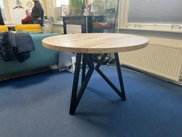 Massief eiken Tafel Rond | Ovaal | Deens | Boomstam | Bureau, Rond, Nieuw, Overige materialen, 100 tot 150 cm