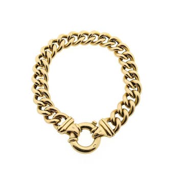Massief gouden gourmetschakel armband | 20 cm, Ophalen of Verzenden, Gebruikt, Goud, Goud
