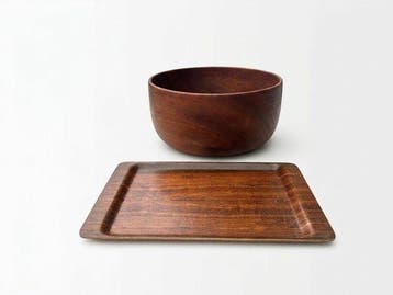 Dienblad - Teak - Teak dienblad en bowl