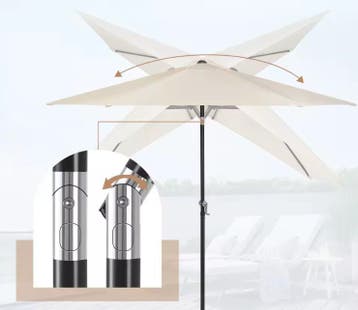 Zeshoekige Parasol – UV-Resistent, Waterdicht en Kantelbaar, Verzenden, Nieuw, Waterdicht, 2 tot 3 meter