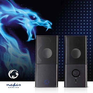 Nedis Gaming Speaker – 12W – 2.0 kanaals – USB gevoed – 3,5, Audio, Tv en Foto, Verzenden, Zo goed als nieuw