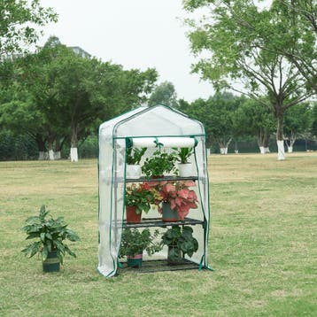 [en.casa] Tuinkas Chaam foliekas 125x69x49 cm wit, Verzenden, Nieuw