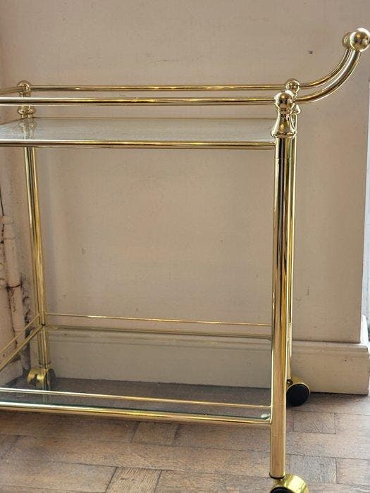 Vintage bar cart serveerwagen trolley chroom messing