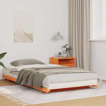vidaXL Bedframe Wasbruin 80 x 220 cm Massief grenenhout, Verzenden, Nieuw, Bruin, Hout