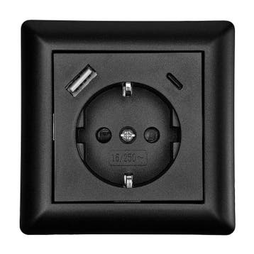 LEDmaxx Inbouw contactdoos zwart met 1x USB-A & 1x USB-C..., Ophalen of Verzenden, Nieuw