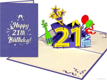 Verjaardag 21 jaar Happy Birthday Felicitatie pop-up wens..., Verzenden, Nieuw