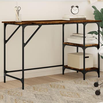 vidaXL Bureau 120x50x75 cm metaal en bewerkt hout gerookt, Verzenden, Nieuw