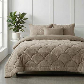 Lazy all-in-one dekbed Teddy fur - taupe - 200 x 200 cm |, Verzenden, Nieuw
