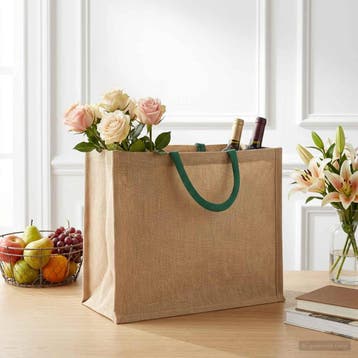 vidaXL Jute handtassen 10 Natuurlijk en Groen 42 x 33 x 19, Verzenden, Nieuw