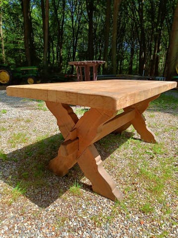 Kloostertafel massief eiken, ca 1950, Antiek en Kunst, Antiek | Meubels | Tafels