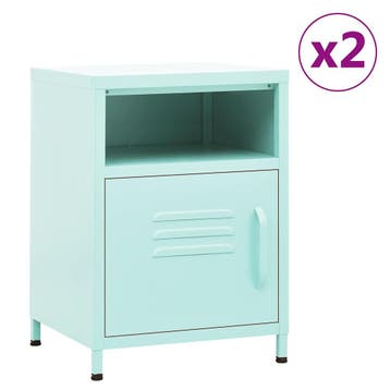 vidaXL Nachtkastjes 2 st 35x35x51 cm staal mintkleurig, Minder dan 45 cm, Nieuw, Minder dan 55 cm, Verzenden