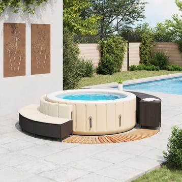 vidaXL Hottub-ombouw poly rattan en massief acaciahout zwart, Verzenden, Nieuw