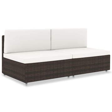 vidaXL Tweezitsbank sectioneel poly rattan bruin, Verzenden, Nieuw