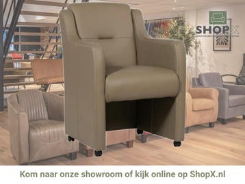 Leren eetkamerstoel Mass - Toledo Mocca (taupe/bruin) - Met, Eigentijds, Modern, Bruin, Nieuw, Leer