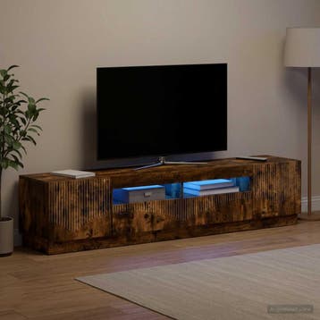 vidaXL LED tv-meubel HOORN 3 st Gerookt eiken Bewerkt hout, Minder dan 50 cm, Verzenden, Nieuw, Minder dan 100 cm