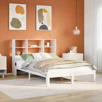 vidaXL Bed met boekenkast zonder matras grenenhout wit, Huis en Inrichting, Slaapkamer | Bedden, Verzenden, Wit, 200 cm, 160 cm