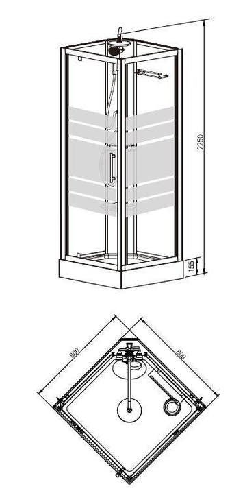 Aanbieding: Thermo complete douchecabine 80x80x218 alu  5mm, Ophalen of Verzenden, Nieuw