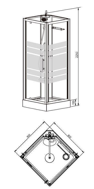 Aanbieding: Thermo complete douchecabine 80x80x218 alu  5mm, Doe-het-zelf en Verbouw, Sanitair, Ophalen of Verzenden
