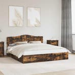 vidaXL Opslag bed met lade Gerookt eiken 180 x 200 cm, Verzenden, Nieuw, Bruin, Hout