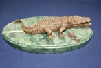 sculptuur, Fraaie Bronzen Krokodil - 7 cm - Brons, Marmer -