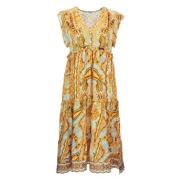 Frogbox • gele midi jurk • 36, Kleding | Dames, Jurken, Princess goes Hollywood, Verzenden, Geel, Nieuw