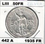 België. Leopold III. 50 Francs 1935frans morin 442A zilver