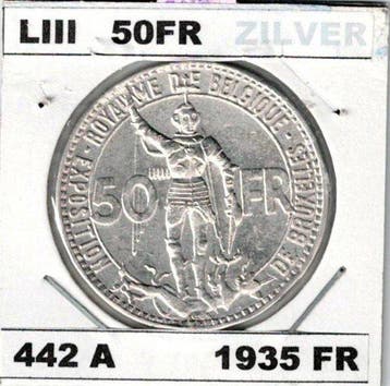België. Leopold III. 50 Francs 1935frans morin 442A zilver