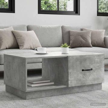 vidaXL Salontafel Betongrijs 90 x 50 x 37 cm Bewerkt hout, Huis en Inrichting, Tafels | Salontafels, Verzenden, Nieuw, Overige houtsoorten