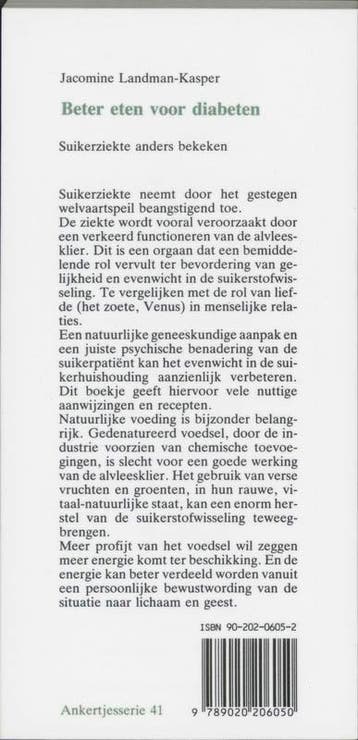 Beter eten voor diabeten / Ankertjes / 41 9789020206050, Verzenden, Gelezen, J. Landman-Kasper