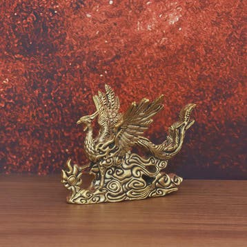 Gouden Feniks Beeldje - Decoratie voor Woonkamer, Bureau & H, Sieraden, Tassen en Uiterlijk, Broches, Verzenden, Nieuw
