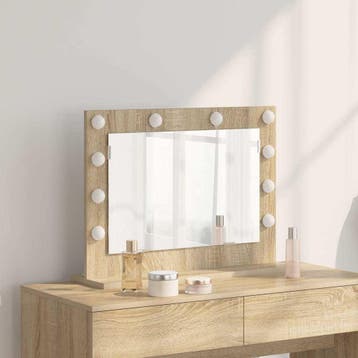 vidaXL Schmink Spiegel Sonoma Eiken 60 x 45 x 18 cm, Huis en Inrichting, Woonaccessoires | Spiegels, Verzenden, Nieuw