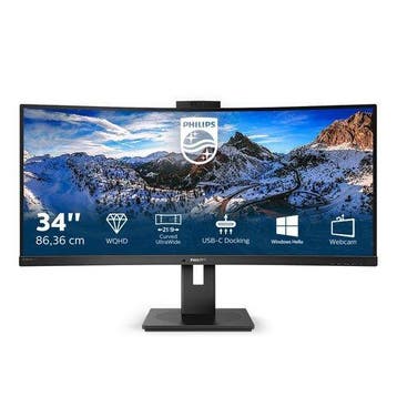 Philips 346P1CRH/00 Curved met webcam, Philips, 3 tot 5 ms, Curved, VA