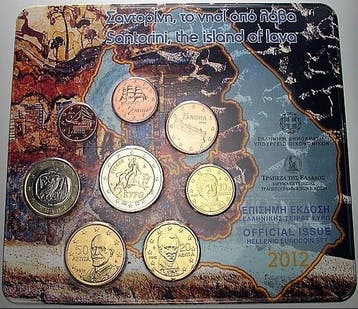 3,88 Euro,munten set 1 Cent-2 Euro 2012 Griechenland Repu..., Verzenden