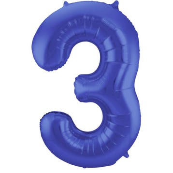 Folie Ballon cijfer 3 Metallic Blauw 86 cm, Verzenden, Nieuw, Feestartikel, Verjaardag