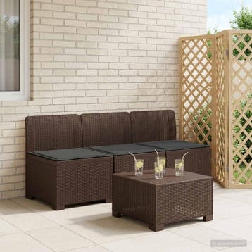 vidaXL 3-zits tuinbank met kussens in rattanlook 3-zits PP, Verzenden, Nieuw