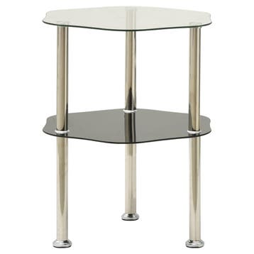 vidaXL Bijzettafel 2-laags 38x38x50 cm gehard glas, Huis en Inrichting, Tafels | Bijzettafels, Verzenden, Nieuw, Glas, 45 tot 60 cm