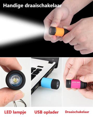 Mini USB LED zaklamp – oplaadbaar via USB, Ophalen of Verzenden, Nieuw