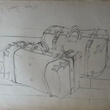 Yves Ganne (1931-2019) - Étude de valises anciennes (vendu, Antiek en Kunst