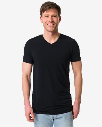 HEMA Heren T-shirts slimfit v-hals extra lang - 2 stuks, Verzenden, Nieuw
