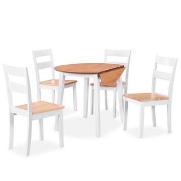 vidaXL Eetkamerset MDF en rubberwood wit 5-delig, Verzenden, Nieuw