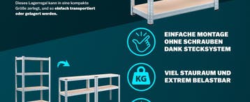 Stellingkast met 5 Planken Set van 2 175x75x30cm 350kg, Verzenden, Nieuw