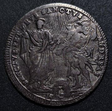 Pauselijke Staten. Pio VI. Testone 1796 (Zonder, Postzegels en Munten