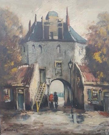 Dick Meester (1897-1960) - Harderwijk de Vispoort, Antiek en Kunst, Kunst | Schilderijen | Klassiek