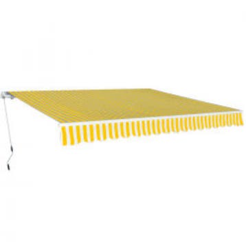 vidaXL Luifel handmatig uittrekbaar 600 cm geel/wit, Verzenden, Nieuw