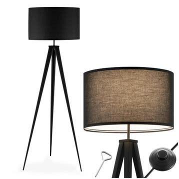 Staande lamp Lunaris, textielkap, driepootsframe - zwart, Verzenden, Nieuw