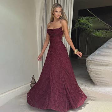 Elegante Jacquard Maxi Jurk met Blote Rug en Vierkante Hals, Verzenden, Nieuw
