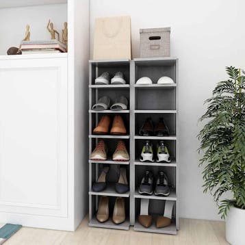 vidaXL Schoenenkasten 2 st 27,5x27x102 cm betongrijs, Verzenden, Nieuw
