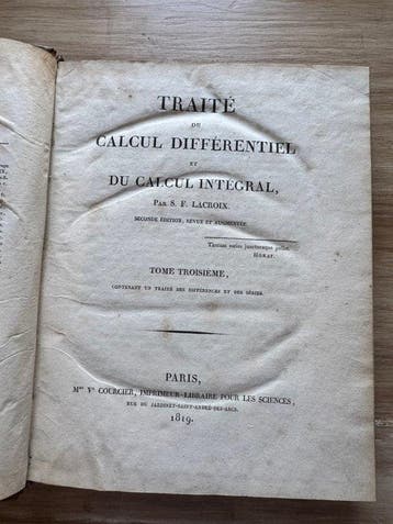 S. F. Lacroix - Traité du calcul différentiel et du calcul, Antiek en Kunst