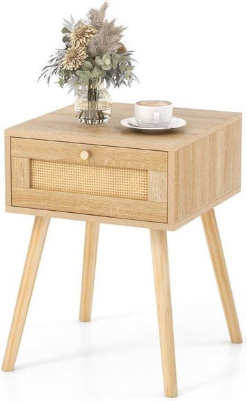 2dekans | Coast Nachtkastje - Rotan - Eiken - 40 x 40 x 55, Ophalen of Verzenden, Zo goed als nieuw