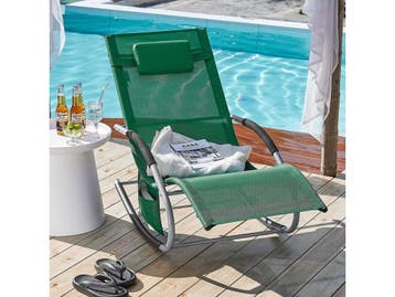 SoBuy - Schommelstoel ligstoel - Donkergroen - 150x63x83 cm, Verzenden, Nieuw